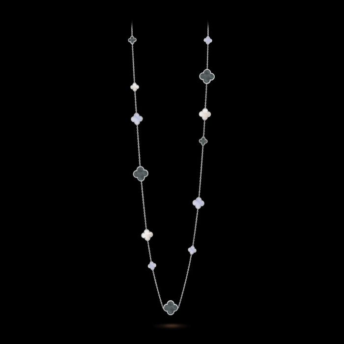 Van Cleef & Arpels VCA Silver Mother 16 Motifs Alhambra Дамско Колие