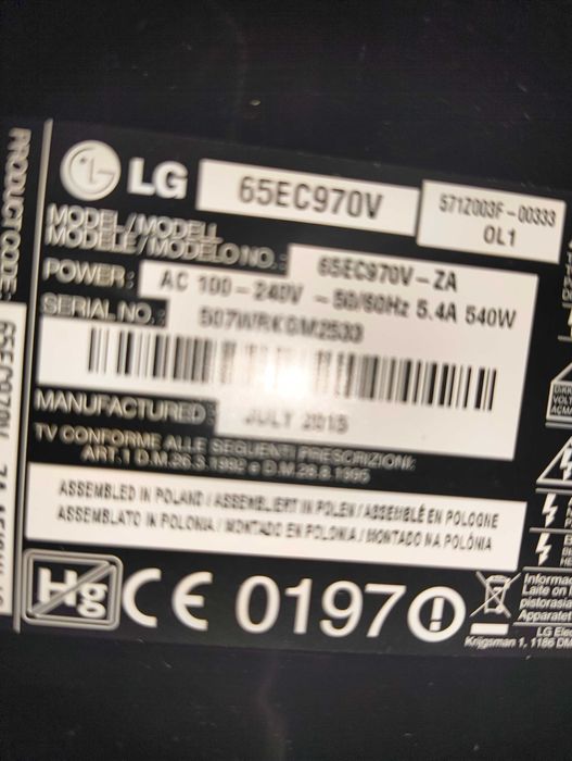 OLED SMART  LG 65EC970V pentru piese. nu este negociabil
