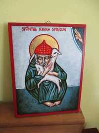 Sfântul Ierarh Spiridon , Icoana pictata manual A4 30cm/21cm