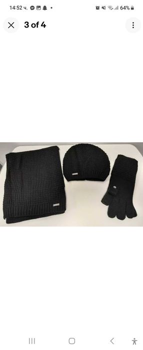 Зимен комплект шапка, шал и ръкавици Calvin klein