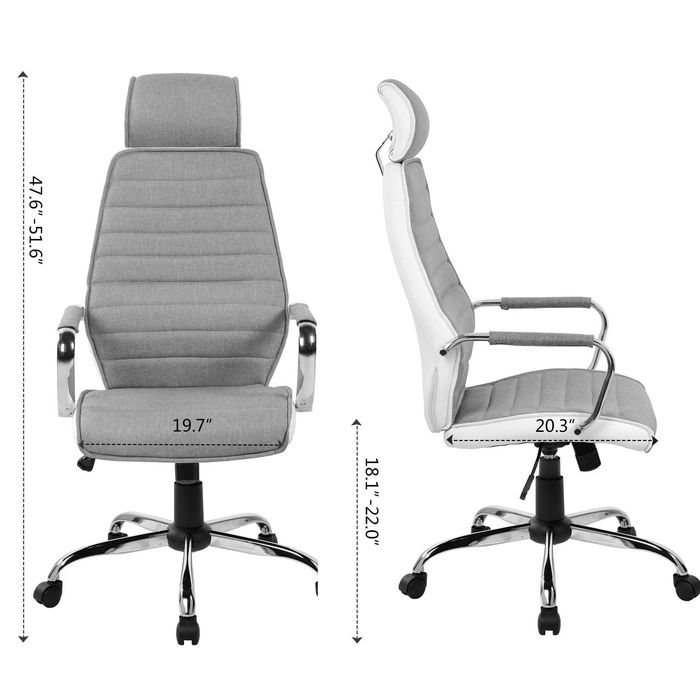 Scaun ergonomic Kring Walter, cu tetiera, stofa + piele ecologica, Gri