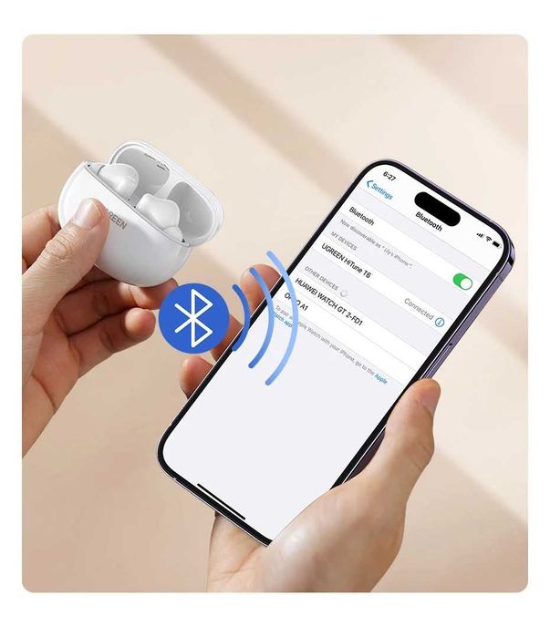 Безжични слушалки Ugreen - WS200 HiTune T6, TWS, ANC, бели