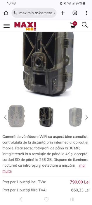 Cameră de vânătoare WiFi940Pro 4K