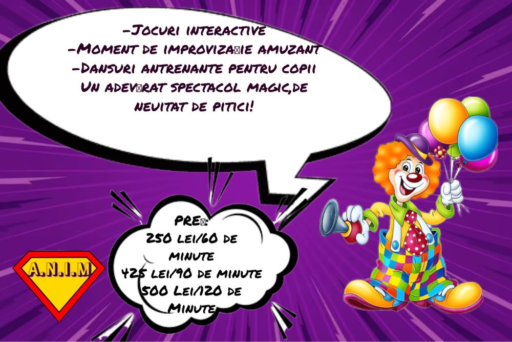Entertainer/ Animator  petreceri pentru copii