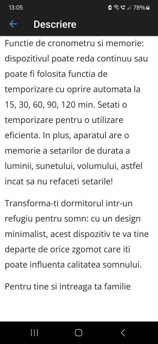 Dispozitiv sunete albe  pentru bebeluși, copii, adulți