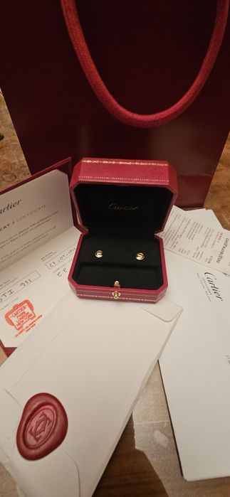 Бренд Cartier коллекция Love оригинал золотые серьги 750 пробы.