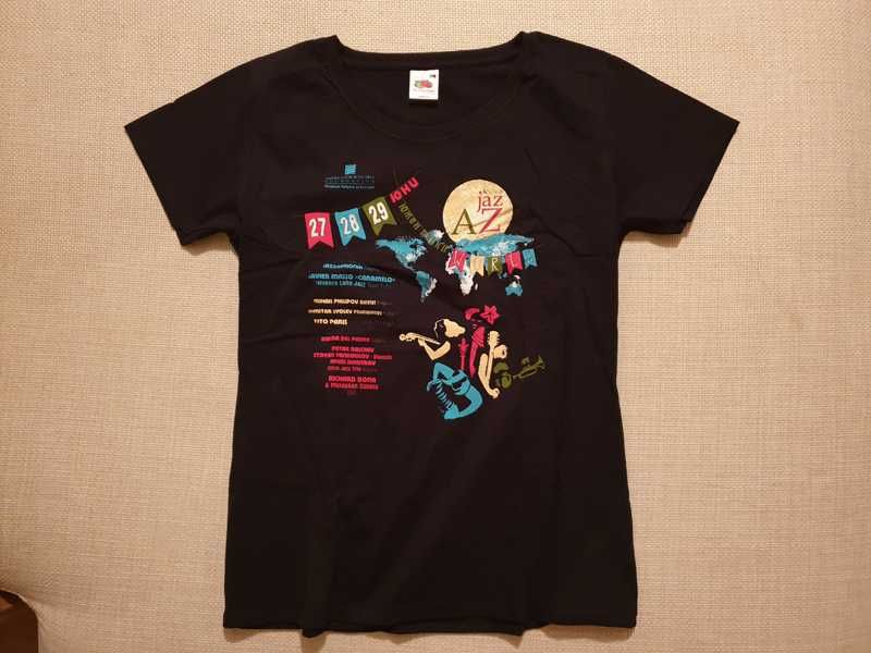Оригинална черна дамска тениска вталена WORLD А to JazZ Festival