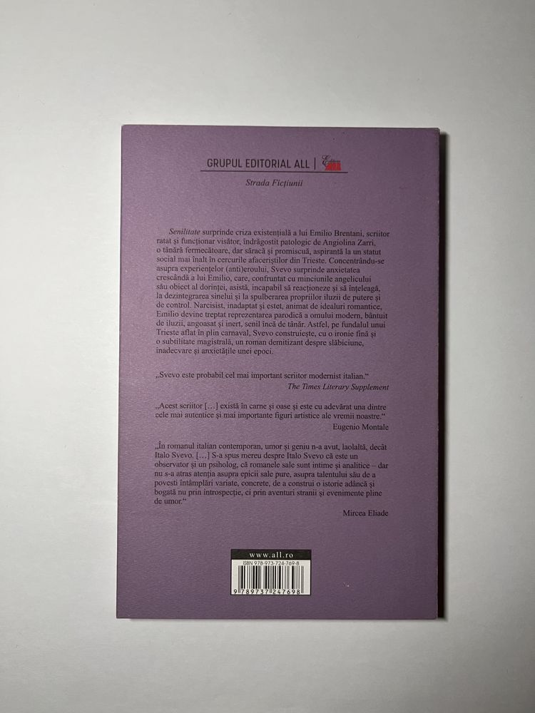 Carte "Senilitate" - Italo Svevo