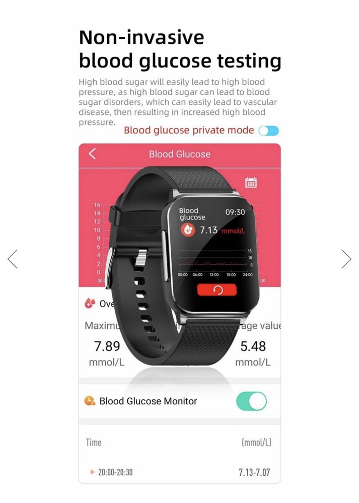 Smartwatch alhena, masiara glicemia, Puls, TA