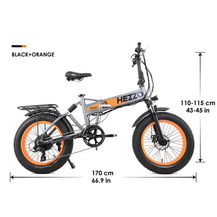 HEZZO T7 – Сгъваем електрически велосипед 750W, 48V, с дебели гуми