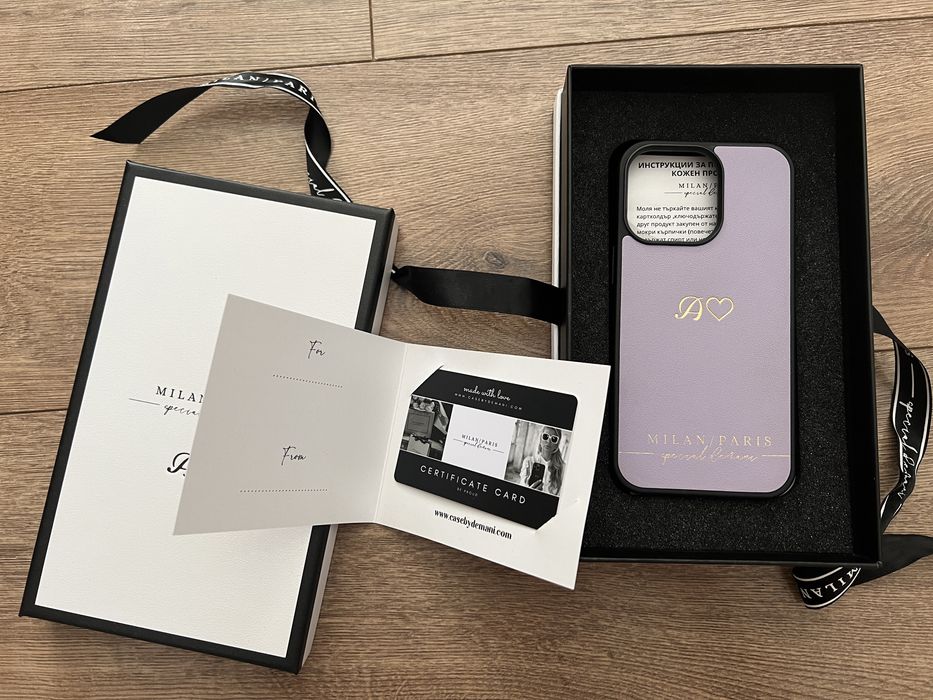 Кейс за Iphone от естествена телешка кожа-Milan Paris за iPhone 13 Pro