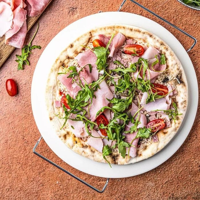 Tava pizza pentru coacere si servire, diametru 33 cm, alba, Klausberg