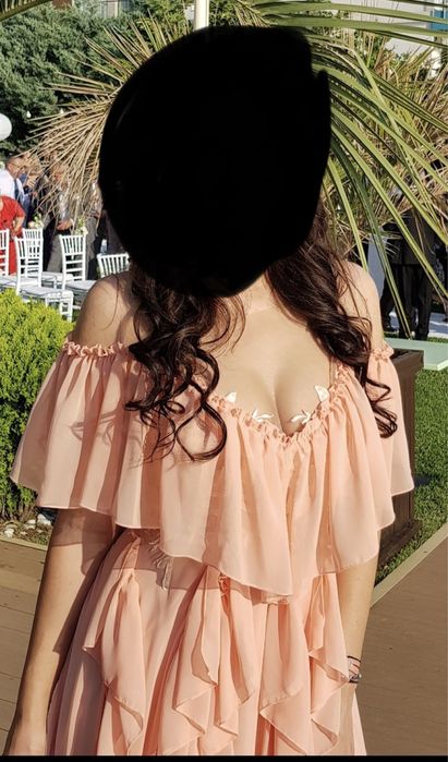 Rochie de ocazie (eleganta), culoarea somonului, marimea 40