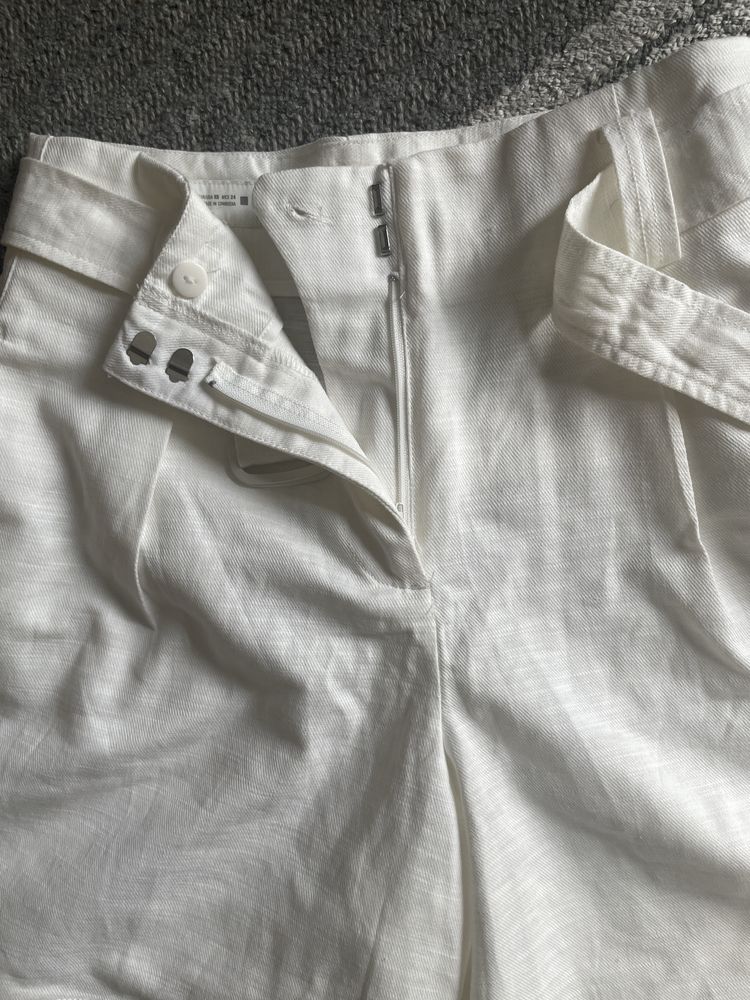 Бял ленен панталон Zara XS нов