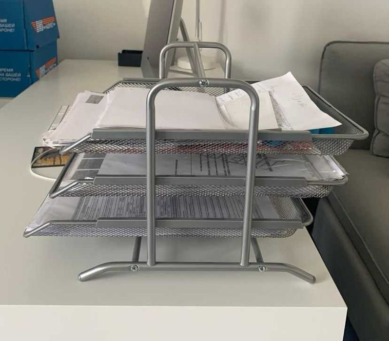 Документ лоток для корреспонденции, серебристый, 3 шт