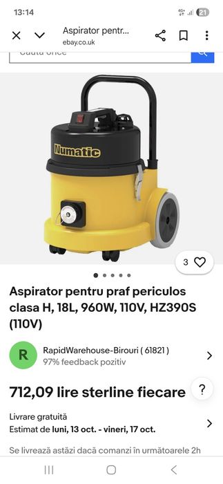 Aspirator pentru praf Periculos  Numatic HZ 399 S Nou