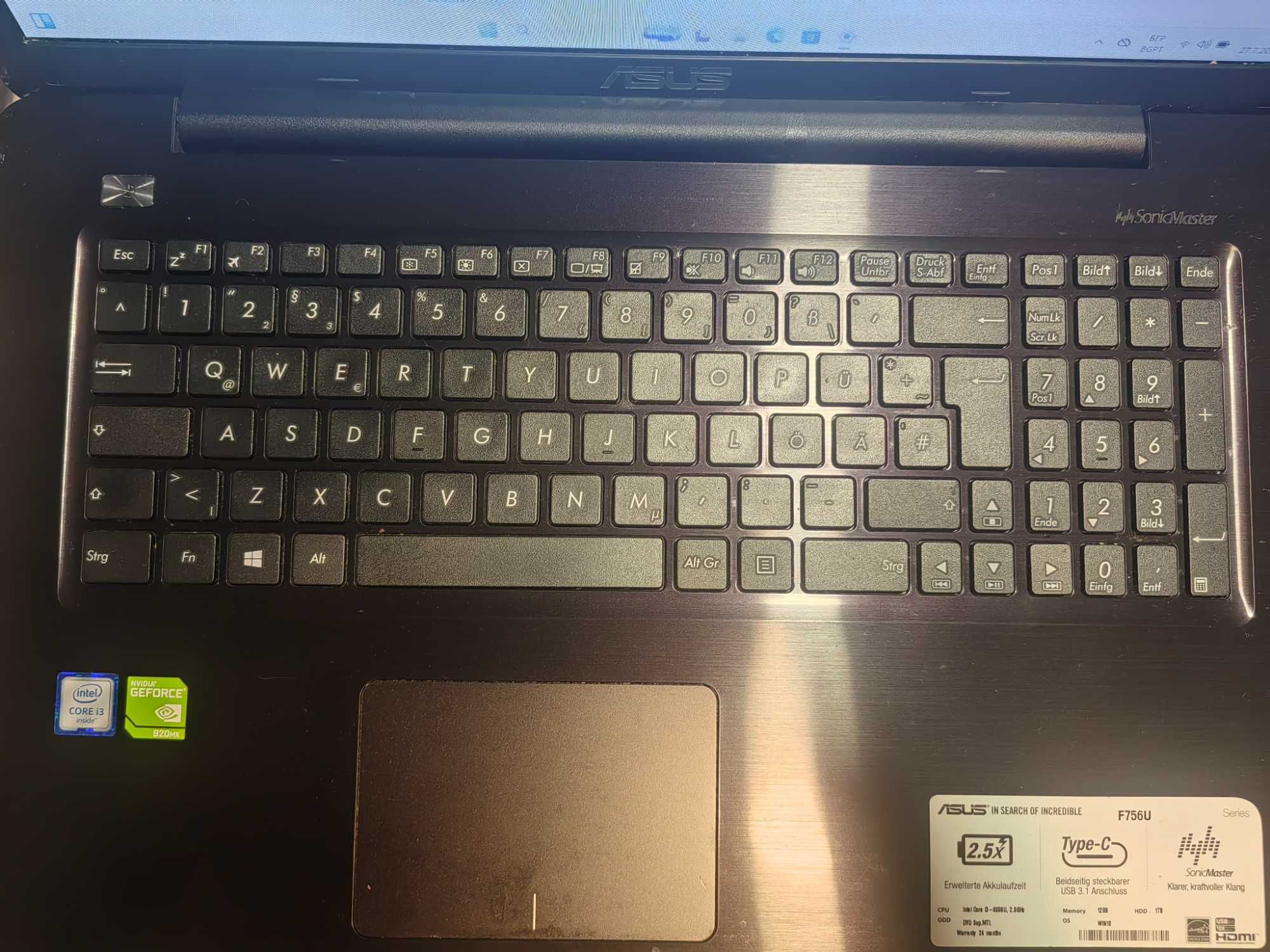 Лаптоп Asus F756U 12RAM/17.3/256SSD