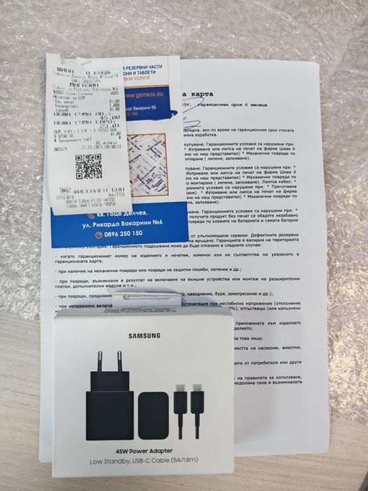 Оригинално зарядно Galaxy s25 ultra s24 olu s23 a56 45W с кабел ново