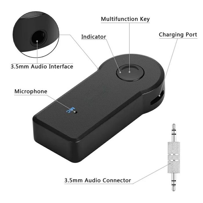 Receptor Car Kit Auto 3,5mm Wireless/Bluetooth Auxiliar X6