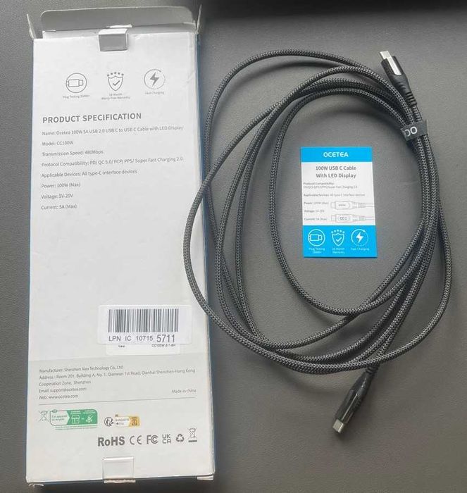 Cablu USB C la USB C - Samsung/Iphone - OCETEA 100W