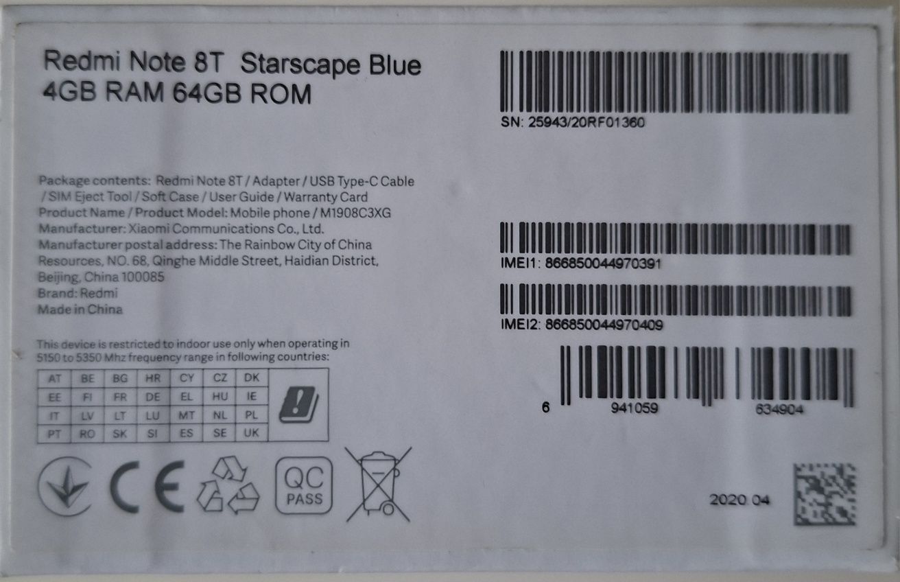 Redmi Note 8T 4GB RAM 64 GB ROM