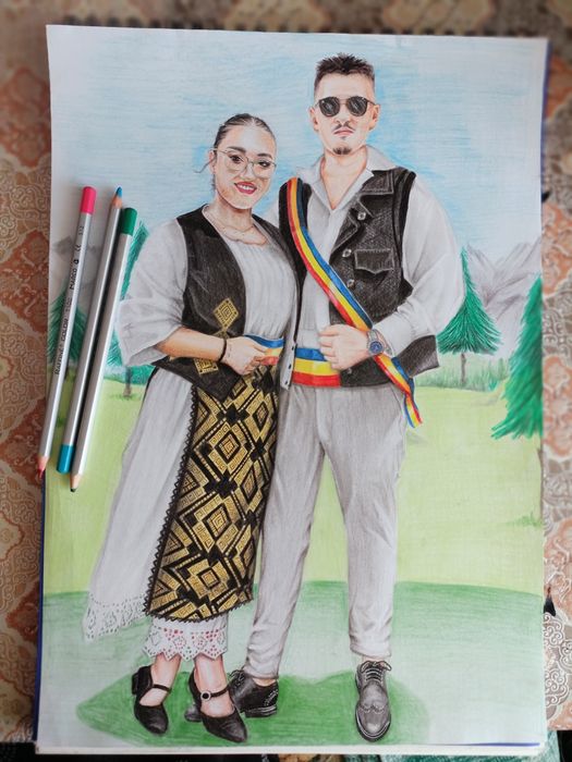 Portrete în creion alb negru sau color