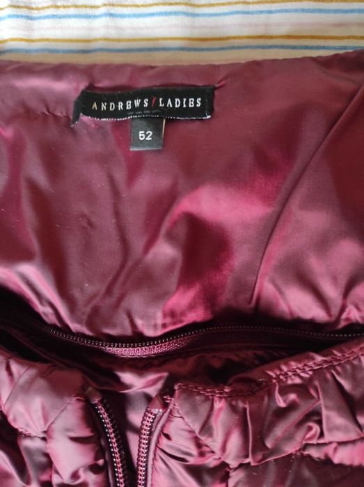 Ново дамско дълго атрактивно пухено яке в цвят бордо, ANDREWS, р-р 44
