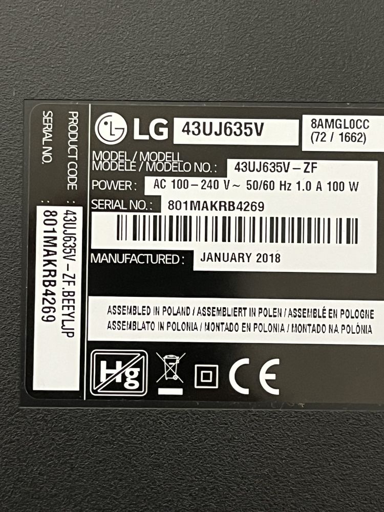 Placa baza + sursa alimentare LG LCD 43UJ635V