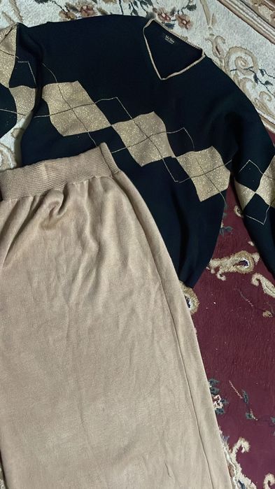 Двойка вязаная трикотажная Юпка карандаш и кофта