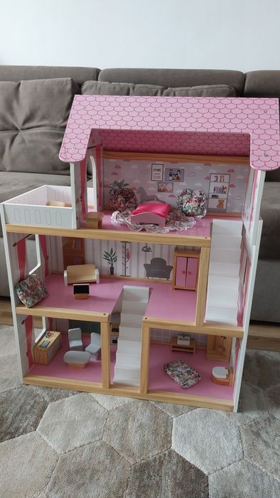 Casa papusi din lemn 80 cm