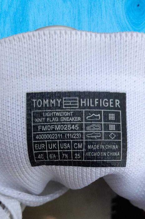 Tenisi Lightweight Knit Flag Sneaker, Tommy Hilfiger, Alb