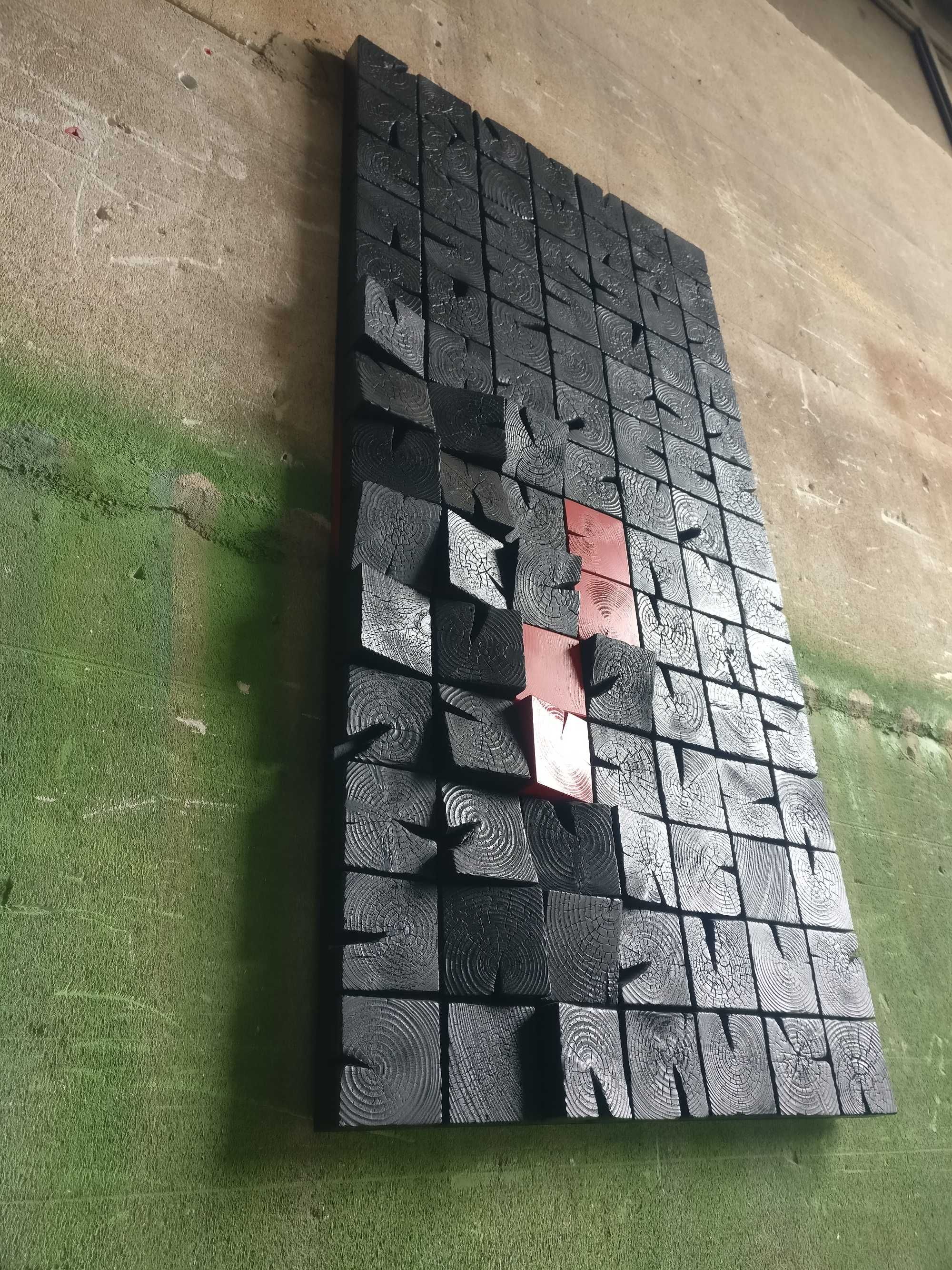 Tablou 2D/3D din lemn masiv "Scorched" | 56,5x113cm