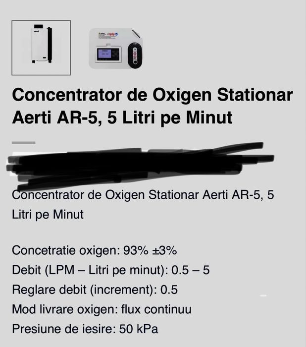Concentrator de oxigen stationar, 5 litri /minut