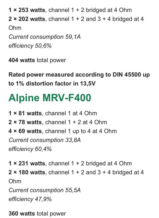Amplificator auto Alpine 4/3/2 subw,canale MRV F 400 V12