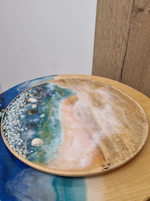 Măsuță de cafea cu rășină epoxidică + platou de servire