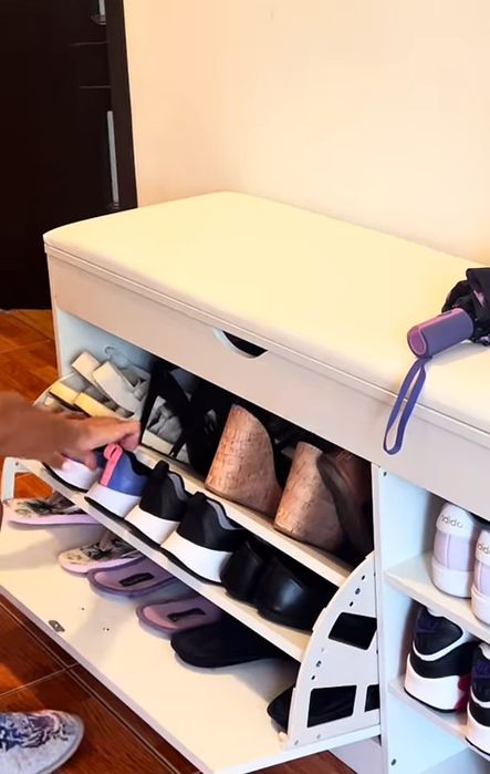 Dulap pentru pantofi tip bancheta, 100 x 30 x 51 cm Gri