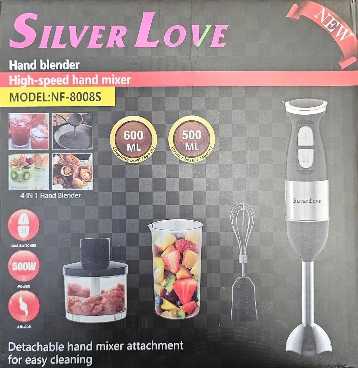 Blender 4 in 1 600ML 500W 2 Viteze Negru