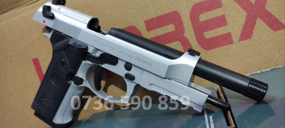 Pistol airsoft puternic original Beretta M9A3 FullMetal Silver CO2