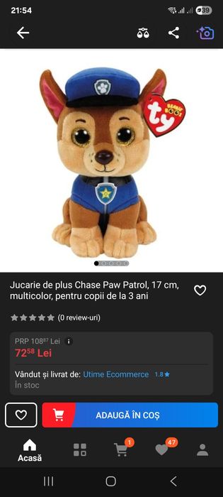 Vând pluș Paw Patrol Chase