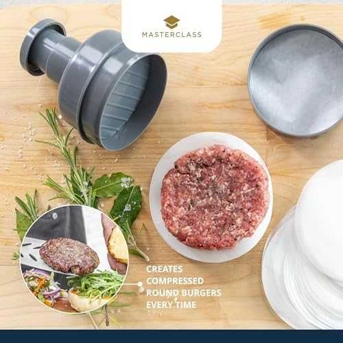 Нов Домашен Комплект за бургери MasterClass - преса, дискове и рецепти