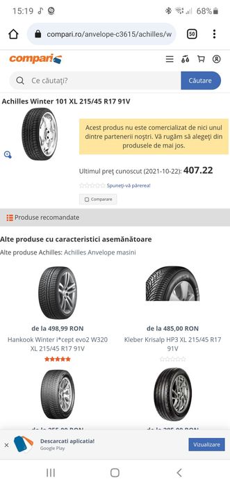 Vand jante Platin si cauciucuri 17" iarna Achilles winter 101 . BMW