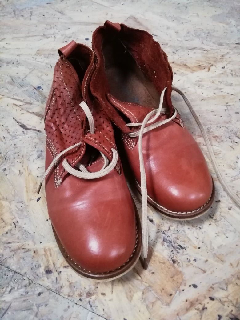 Pantofi / ghete scurte / mocasini, măsura 35, piele naturală, handmade