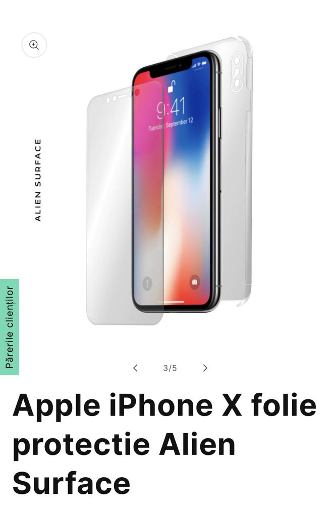 Folie Iphone X Alien Surface - ecran, spate si laterale