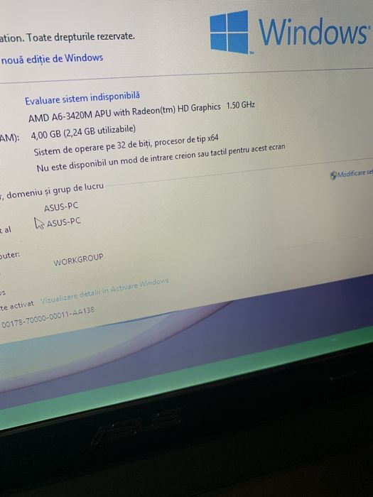 Laptop Asus display mare 17,3 led,500gb mem,4gb ram,baterie buna cu in