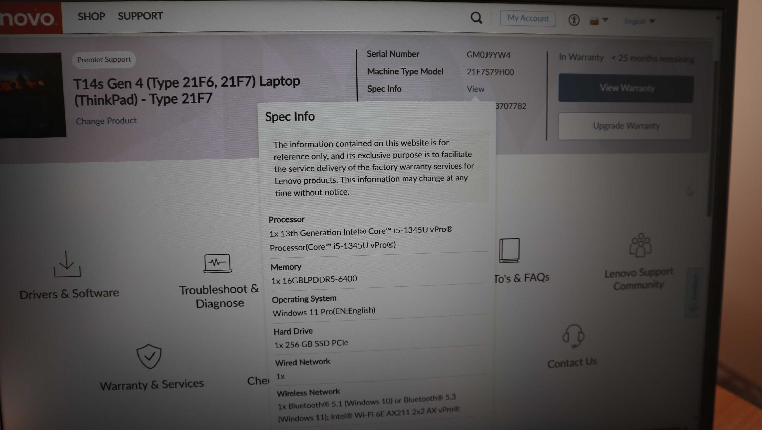 Lenovo ThinkPad T14s 4 Gen / i5 1345U / SSD 256GB / 16GB