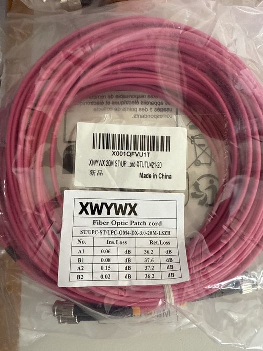 Cablu patch fibră optică 20m OM2/OM4 DX LSZH 3.0mm,duplex,LC FC SC ST