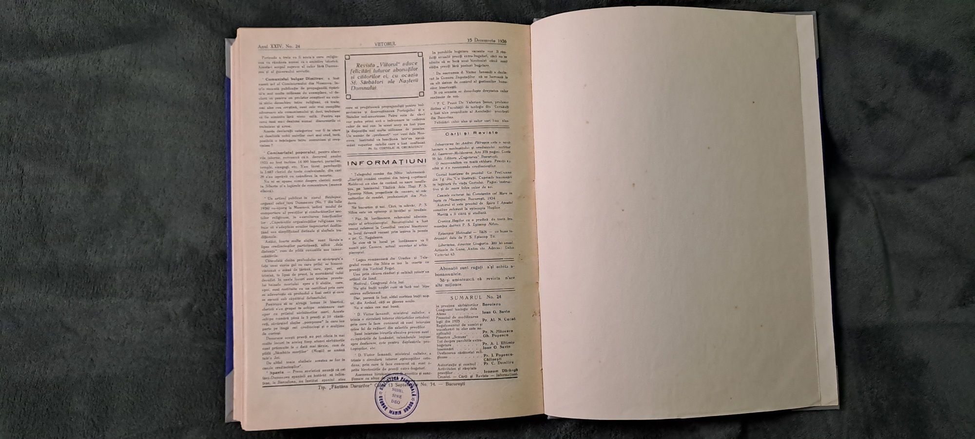 Vand ziarul/revista religioasa Viitorul anii 1930-1942