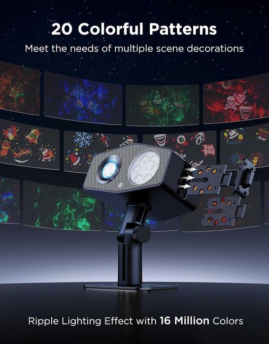 Govee Външен проектор със снежинки, интелигентен проектор, 20 диска