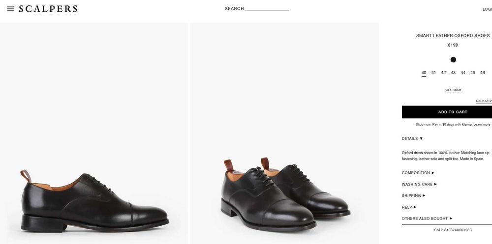 Pantofi oxford wingtip premium Scalpers Spain 40.5 41 piele naturala