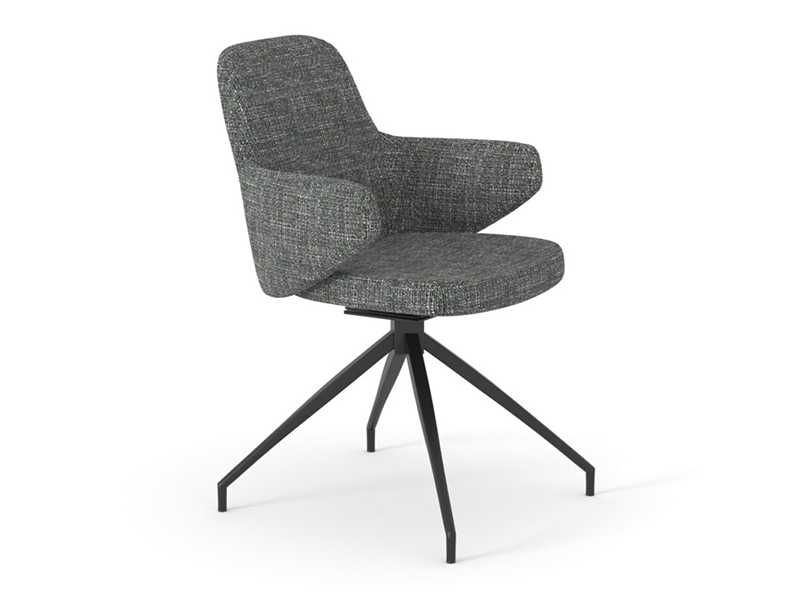 Въртящ се трапезен стол, Dominion, Сив, Текстил, 58х60х87см.